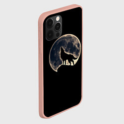 Чехол для iPhone 12 Pro Max Силуэт волка под луной, цвет: 3D-светло-розовый — фото 2
