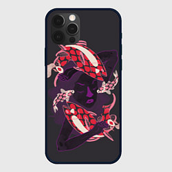 Чехол для iPhone 12 Pro Max Девушка карп-кои и киты, цвет: 3D-черный