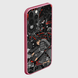 Чехол для iPhone 12 Pro Max Самурай у сакуры, цвет: 3D-малиновый — фото 2