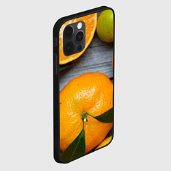 Чехол для iPhone 12 Pro Max Мандаринки на деревянном столе, цвет: 3D-черный — фото 2