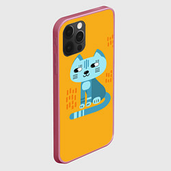 Чехол для iPhone 12 Pro Max Очаровательный котик в плоском стиле в ярких цвета, цвет: 3D-малиновый — фото 2