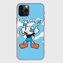 Чехол для iPhone 12 Pro Max Cuphead синяя чашечка, цвет: 3D-светло-розовый