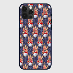 Чехол для iPhone 12 Pro Max Волейбольные мячи в огне, цвет: 3D-черный