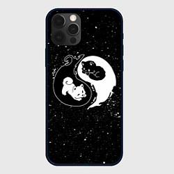 Чехол для iPhone 12 Pro Max Инь Янь - котенок и щенок, цвет: 3D-черный