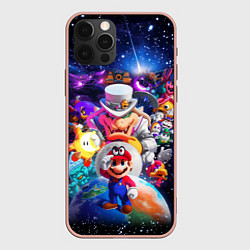 Чехол для iPhone 12 Pro Max Super Mario Odyssey Space Video game, цвет: 3D-светло-розовый