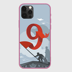 Чехол для iPhone 12 Pro Max Знамя ДЕНЬ ПОБЕДЫ, цвет: 3D-малиновый