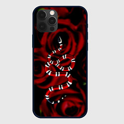 Чехол iPhone 12 Pro Max Змея в Цветах Розы Snake Rose