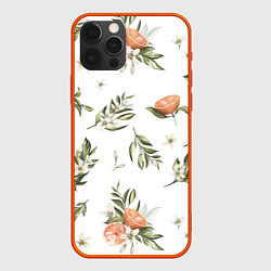 Чехол для iPhone 12 Pro Max Цветы Цитрусовых Мандарин, цвет: 3D-красный