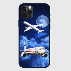 Чехол для iPhone 12 Pro Max Пассажирский самолет Ту-214, цвет: 3D-черный