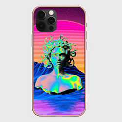 Чехол для iPhone 12 Pro Max Gorgon Medusa Vaporwave Neon Mountains, цвет: 3D-светло-розовый