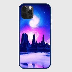 Чехол для iPhone 12 Pro Max Фантастический пейзаж Неон Космос, цвет: 3D-тёмно-синий