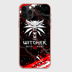 Чехол iPhone 12 Pro Max THE WITCHER ВОЛК БРЫЗГИ КРАСОК МОЛНИИ