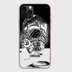 Чехол для iPhone 12 Pro Max Космонавт с биткоином, цвет: 3D-светло-розовый