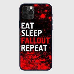 Чехол для iPhone 12 Pro Max Eat Sleep Fallout Repeat Краска, цвет: 3D-черный