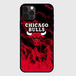 Чехол для iPhone 12 Pro Max CHICAGO BULLS ЧИКАГО БУЛЛС МОЛНИИ, цвет: 3D-черный