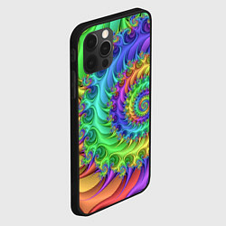 Чехол для iPhone 12 Pro Max Красочная фрактальная спираль Узор Colorful fracta, цвет: 3D-черный — фото 2