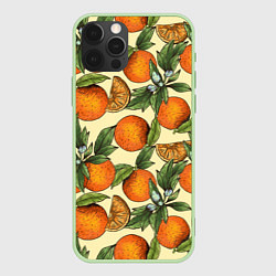 Чехол для iPhone 12 Pro Max Узор Апельсиновое настроение, цвет: 3D-салатовый
