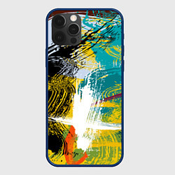 Чехол для iPhone 12 Pro Max Абстрактные мазки цветной краской strokes of paint, цвет: 3D-тёмно-синий