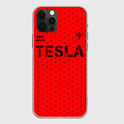 Чехол для iPhone 12 Pro Max ТЕСЛА Tesla Est 2003 Абстракция, цвет: 3D-светло-розовый