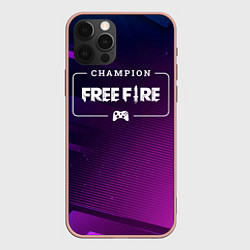 Чехол для iPhone 12 Pro Max Free Fire Gaming Champion: рамка с лого и джойстик, цвет: 3D-светло-розовый