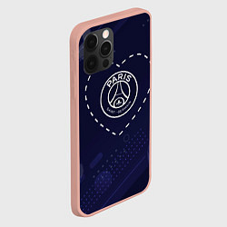 Чехол для iPhone 12 Pro Max Лого PSG в сердечке на фоне мячей, цвет: 3D-светло-розовый — фото 2