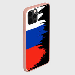 Чехол для iPhone 12 Pro Max Российский триколор на темном фоне, цвет: 3D-светло-розовый — фото 2