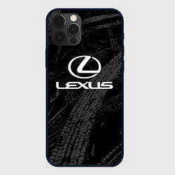Чехол для iPhone 12 Pro Max Lexus - следы шин, цвет: 3D-черный