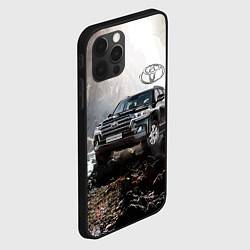 Чехол для iPhone 12 Pro Max Toyota Land Cruiser 200 в пещере со скальными рису, цвет: 3D-черный — фото 2
