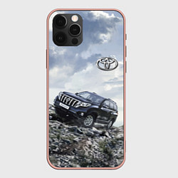 Чехол для iPhone 12 Pro Max Toyota Land Cruiser Prado на скальных камнях Mount, цвет: 3D-светло-розовый