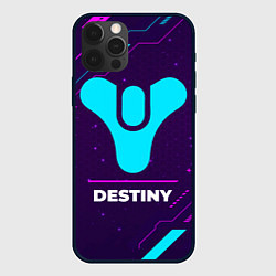 Чехол для iPhone 12 Pro Max Символ Destiny в неоновых цветах на темном фоне, цвет: 3D-черный