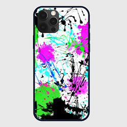 Чехол iPhone 12 Pro Max Неоновые разноцветные пятна и брызги красок