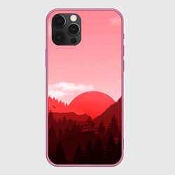 Чехол iPhone 12 Pro Max Закат в горах в розовых тонах