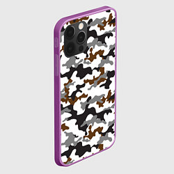 Чехол для iPhone 12 Pro Max Камуфляж Чёрно-Белый Camouflage Black-White, цвет: 3D-сиреневый — фото 2