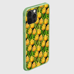 Чехол для iPhone 12 Pro Max Желтые тюльпаны паттерн, цвет: 3D-салатовый — фото 2
