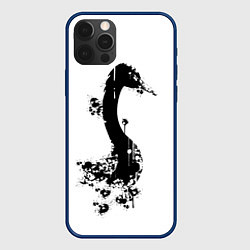 Чехол для iPhone 12 Pro Max Черный лебедь - силуэт кляксами, цвет: 3D-тёмно-синий