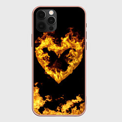 Чехол для iPhone 12 Pro Max Fire Heart, цвет: 3D-светло-розовый