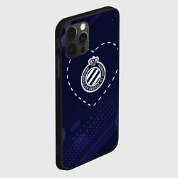 Чехол для iPhone 12 Pro Max Лого Club Brugge в сердечке на фоне мячей, цвет: 3D-черный — фото 2