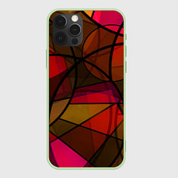 Чехол для iPhone 12 Pro Max Абстрактный узор в оранжево-красных тонах, цвет: 3D-салатовый
