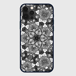 Чехол iPhone 12 Pro Max Черно-белый геометрический мозаичный узор