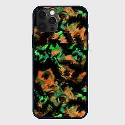 Чехол для iPhone 12 Pro Max Зелено-оранжевый осенний абстрактный узор, цвет: 3D-черный