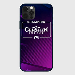 Чехол для iPhone 12 Pro Max Genshin Impact Gaming Champion: рамка с лого и джо, цвет: 3D-черный