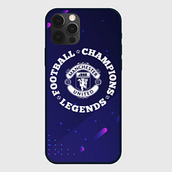 Чехол для iPhone 12 Pro Max Символ Manchester United и круглая надпись Footbal, цвет: 3D-черный