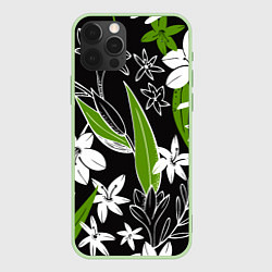 Чехол для iPhone 12 Pro Max Белые цветы в летней ночи, цвет: 3D-салатовый