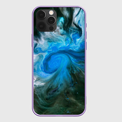Чехол для iPhone 12 Pro Max Неоновые краски - Синий, цвет: 3D-сиреневый