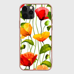 Чехол для iPhone 12 Pro Max Волнообразный узор из цветков мака Лето, цвет: 3D-светло-розовый