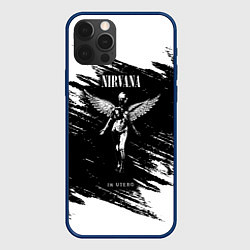 Чехол для iPhone 12 Pro Max NIRVANA in utero НИРВАНА брызги краски, цвет: 3D-тёмно-синий