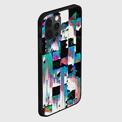 Чехол для iPhone 12 Pro Max Glitch Abstract squares Глитч Абстрактные квадраты, цвет: 3D-черный — фото 2