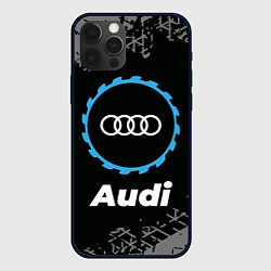 Чехол для iPhone 12 Pro Max Audi в стиле Top Gear со следами шин на фоне, цвет: 3D-черный