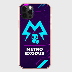 Чехол для iPhone 12 Pro Max Символ Metro Exodus в неоновых цветах на темном фо, цвет: 3D-светло-розовый