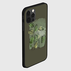 Чехол для iPhone 12 Pro Max Нежные акварельные листья, цвет: 3D-черный — фото 2
